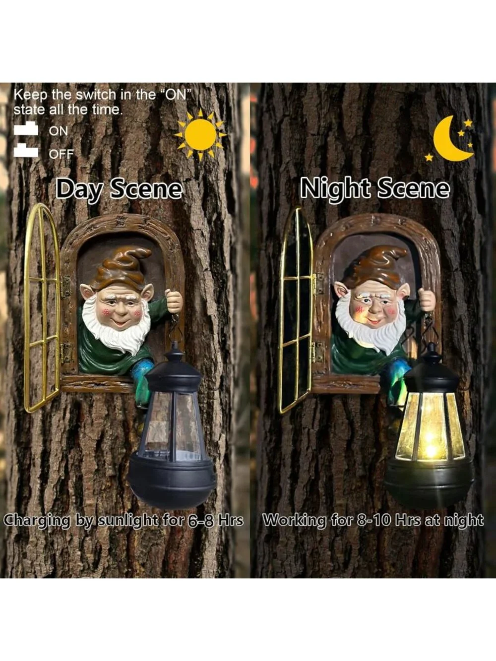 Whimsical Solar Lantern Gnome Statues - Outdoor Fairy Garden Decor & Halloween